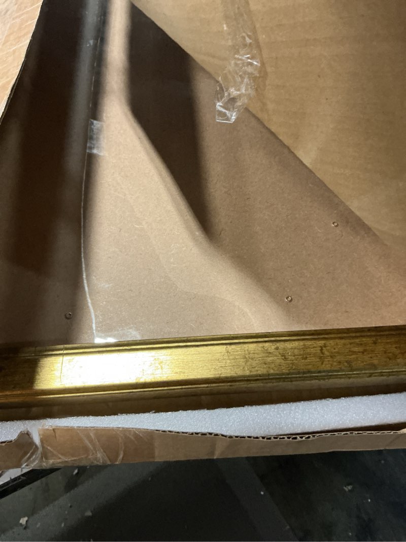Condition photo showing As Is for wood 18x24 frame gold, ornate natural 24x18in poster picture frame, modern golden 18 x 24inch gallery wall photo frame with hd plexiglass, horizontal vertical wall mounting display 1pcs gold 18x24