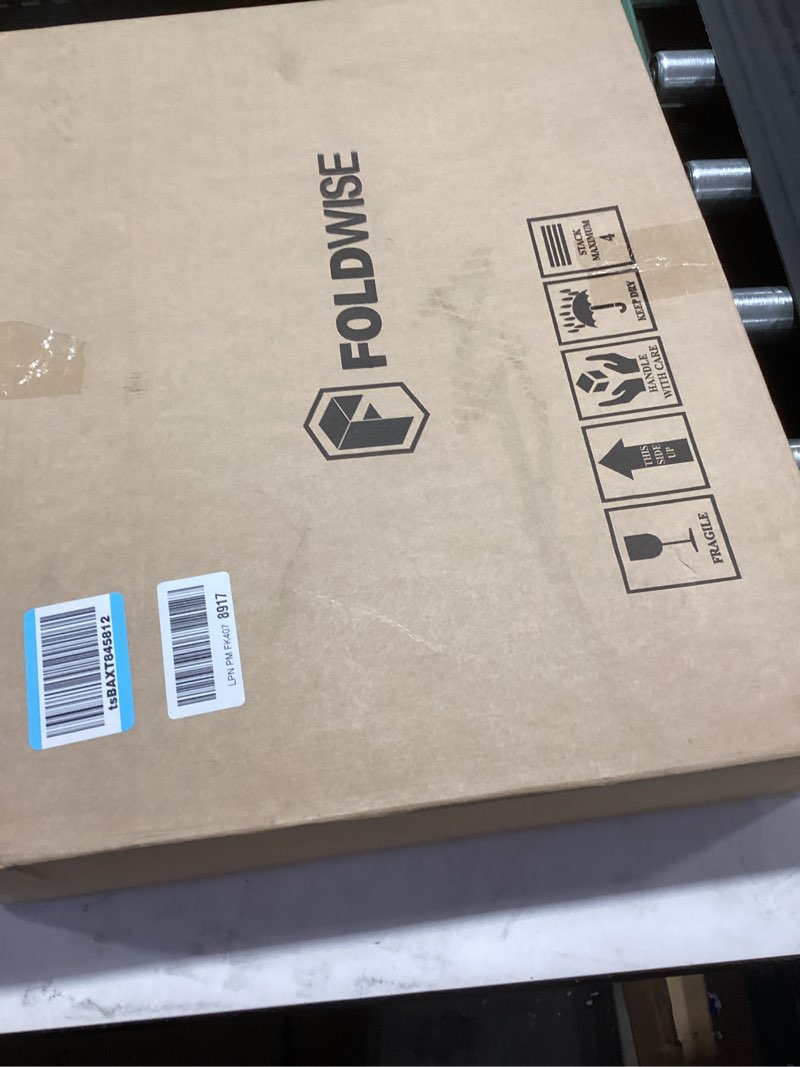 Condition photo showing Good Condition for FoldWise Upgraded Folding TV Tray Table - Extra Large & Sturdy Laptop Table for Couch, Height & Angle Adjustable Desk for Dinner, Work & TV - Includes Footrest, Cup Holder, iPad Holder & Edge Stopper (Black) - Dark Wood Mahogany