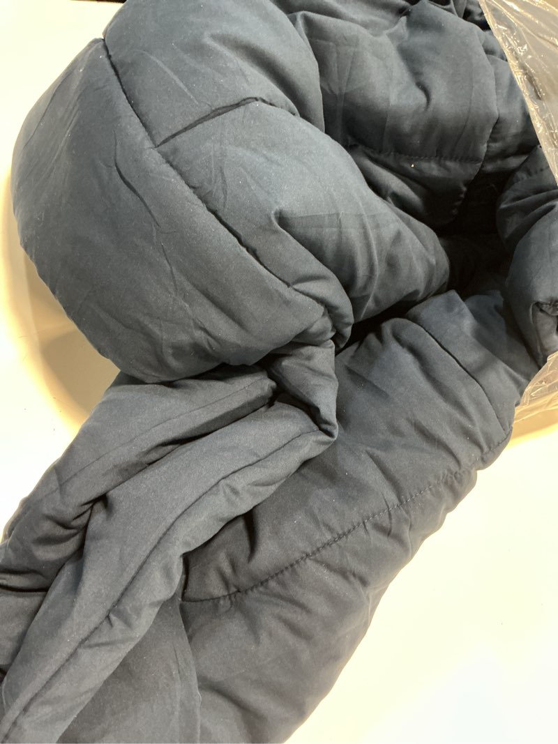 Condition photo showing As Is for bedsure comforter duvet insert - quilted comforters full size, all season duvet, gentlesoft down alternative bedding, with 8 tabs, gifts for women/men, navy blue, full 86 x 82 inches navy blue full