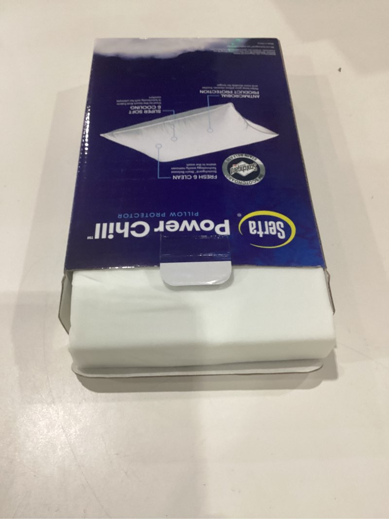 Condition photo showing New/Like New for Serta Power Chill Cooling Pillow Protectors, Stain Resistant and Zippered Pillow Protector, Protects Pillow from Dust and Dirt, King, White, 2 Count ( Pack of 1) King White