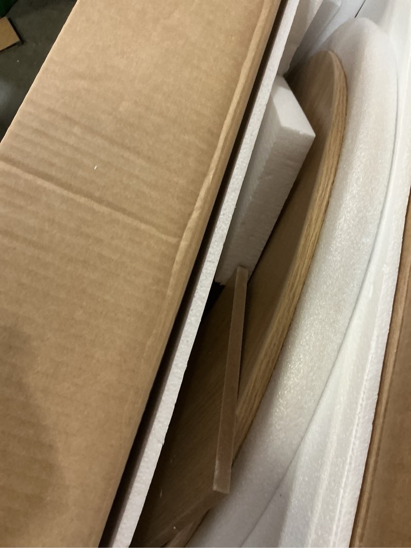 Condition photo showing Good Condition for Coffee Table for Living Room, Modern Round Coffee Table with Cabinets & Sliding Doors, Home Small Space, 29.9" Fluted Center Table, Natual Oak_lsj031-n