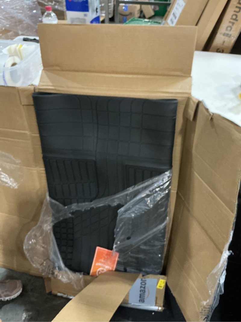 Condition photo showing New/Like New for motor trend flextough advanced heavy duty black rubber car floor mats & cargo liner for suv & car full set - universal trim to fit all weather automotive floor mat & cargo liners for suv, car, & van black large vehicle