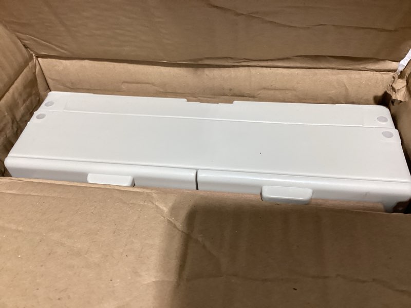 Condition photo showing As Is for collapsible storage bins with lockable doors & removable cutting board,26l foldable stackable heavy-duty box for camping, picnic, closet, garage, and moving organization