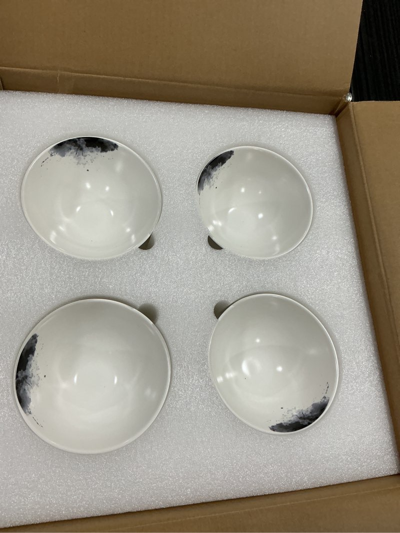 Condition photo showing Good Condition for dinnerware set, service for 4, 16 piece set, bone china, white, microwave safe, chip resistant, translucent, elegant giftware, dish set(white)