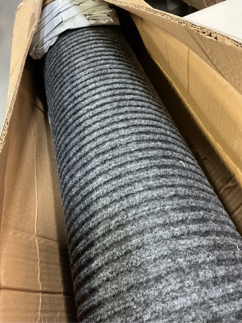 Condition photo showing Good Condition for 3'x16.4' Outdoor Runner Floor Mat Double Stripes Hallway Runner Rug Non-Slip Commercial Carpet Runner Entrance Mat for Indoor Entryway Balcony Kitchen Garage (Grey, 3 x 16.4 feet) 3 x 16.4 feet Grey