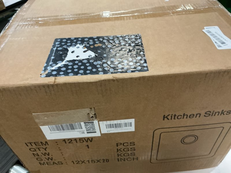 Condition photo showing New/Like New for 12 inch bar sink undermount white-ianomla 12x15 undermount bar sink white quartz composite bar prep sink small single bowl mini wet bar rv kitchen sinks with bottom grid 12”l x 15”w x 10”d white(quartz)