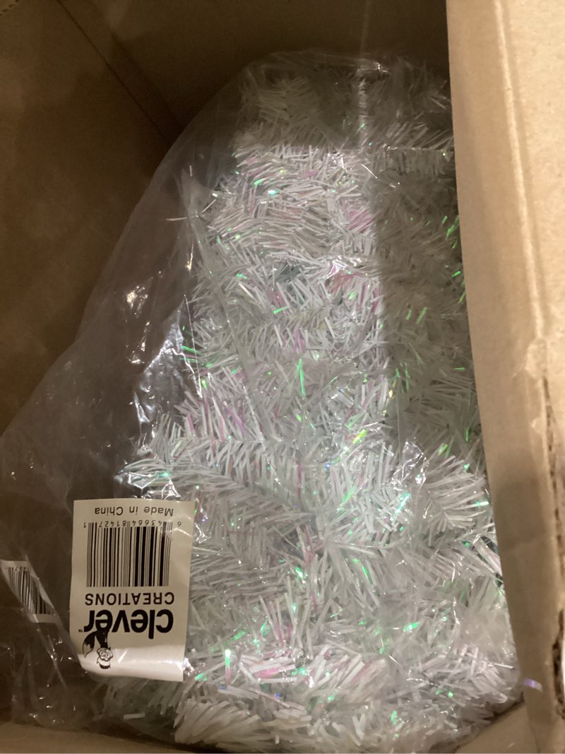 Condition photo showing As Is for Clever Creations Artificial Christmas Garland Decoration, 9 Feet Long Premium Holiday Décor for Christmas Trees and Mantels, White Pine