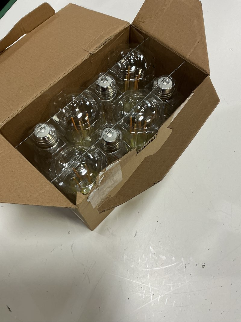 Condition photo showing Good Condition for tjoy edison light bulbs 60w equivalent, dimmable vintage led light bulbs, e26 medium base, warm white 2700k, st58, 8w, 800lm, 80+ cri, antique decorative filament led bulb, clear glass, 6 pack
