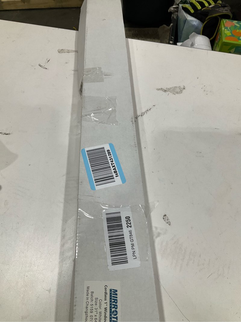Condition photo showing Good Condition for cordless 1 inch window blinds, mirrotek cordless blinds light filtering mini blinds 31 x 64