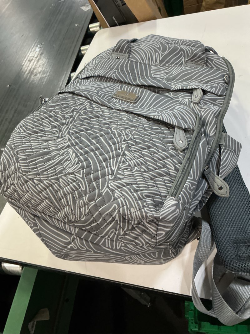 Condition photo showing Good Condition for babbleroo diaper bag backpack - baby essentials travel tote - multi function water resistant diaper bag, travel essentials baby bag with changing pad, stroller straps & pacifier case - grey swirls