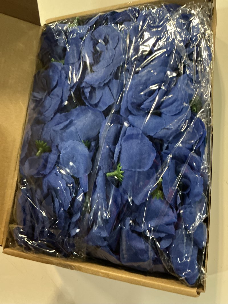 Condition photo showing Good Condition for yunlly 100 pcs artificial flowers fake silk roses long stem rose bouquet wedding party home decor for diy baby shower centerpieces tables home decorations(blue)