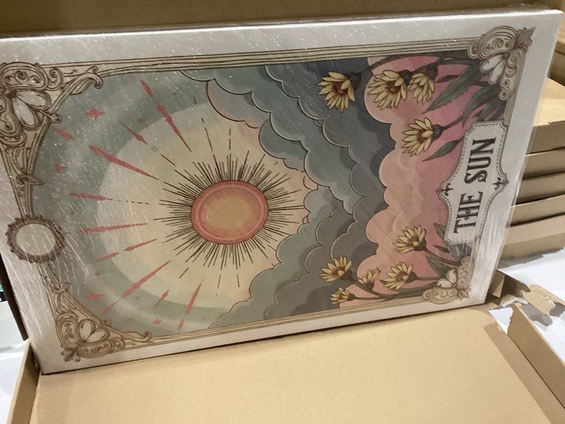 Condition photo showing New/Like New for whimsical sun and moon wall art vintage celestial wall decor painting spiritual tarot astrology post