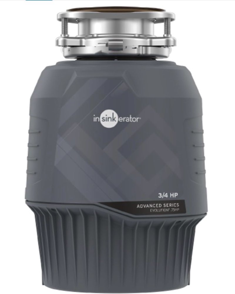 insinkerator evolution 0.75hp 3/4 hp, advanced series ez connect continuous feed food waste garbage disposal, gray 