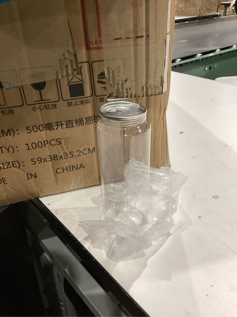Condition photo showing Good Condition for similar)))55mm empty plastic bottles for can sealer machine, pet soda cans with lids, 250ml 330ml 500ml juice & smoothie containers, commercial boba bottles bulk 100/300ct 330ml/5.7in(300sets)