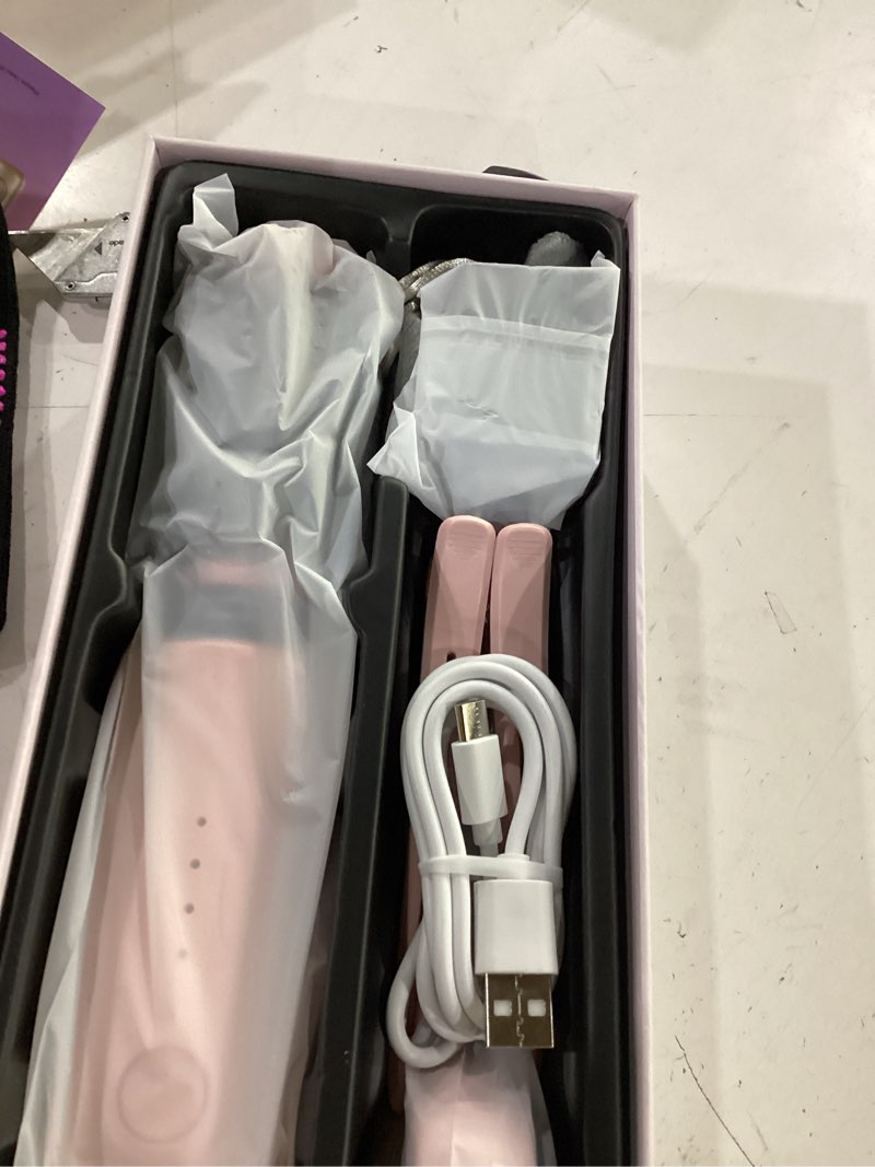 Condition photo showing Good Condition for cordless curling iron brush, 8000mah, 4 temp setting, 1/1.5 inch 2 in 1 portable mini travel hot comb,rechargeable hair curler cordless with 200 million negative ions, dual voltage for travel (pink)