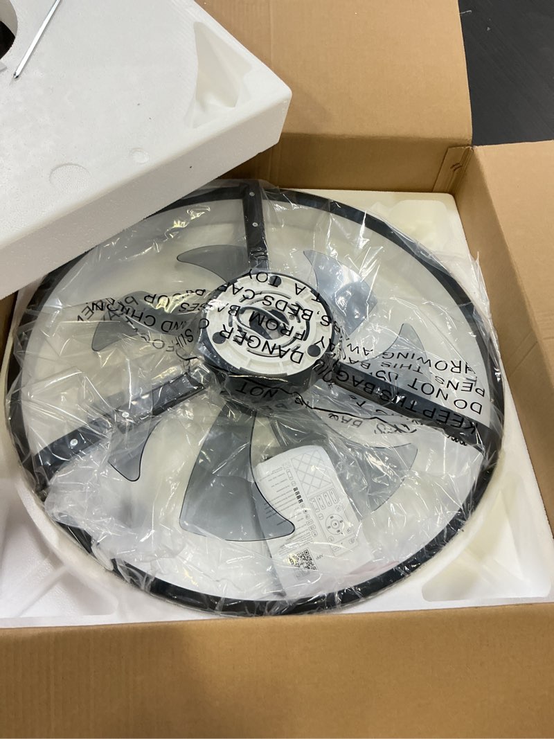 Condition photo showing Good Condition for volisun low profile ceiling fans with lights and remote, 24in fandelier ceiling fan flush mount, 3000k-6500k smart bladeless led fan light, black modern ceiling fans with lights for bedroom black 24 inch