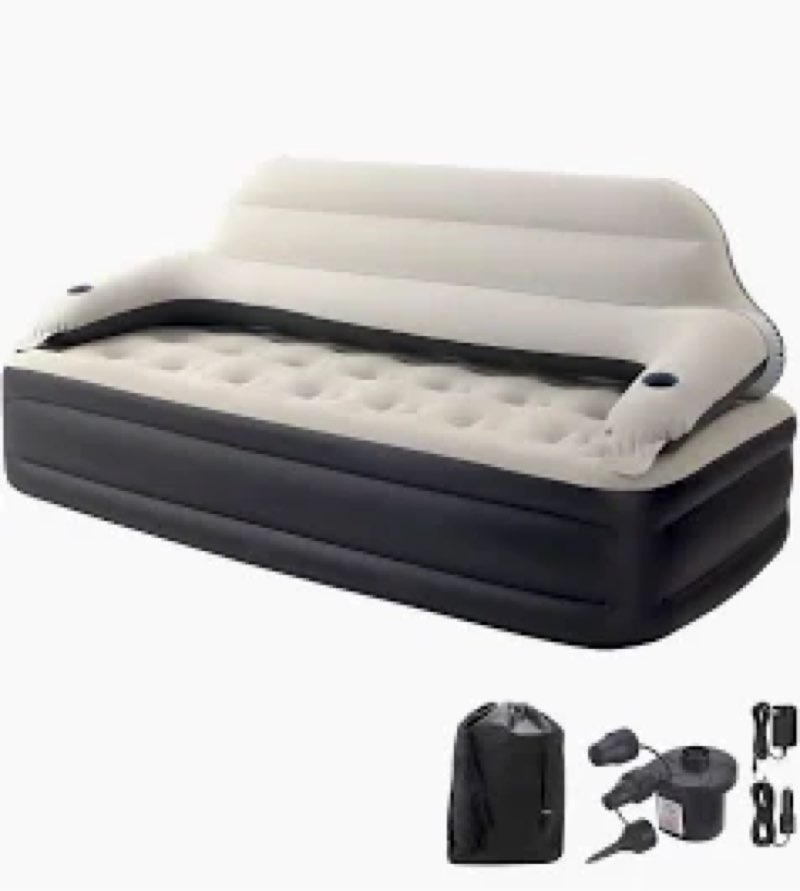 YITAHOME Queen Size Air Sofa Bed Mattress with Headboard and Pump, Blow Up Couch Inflatable Bed for 