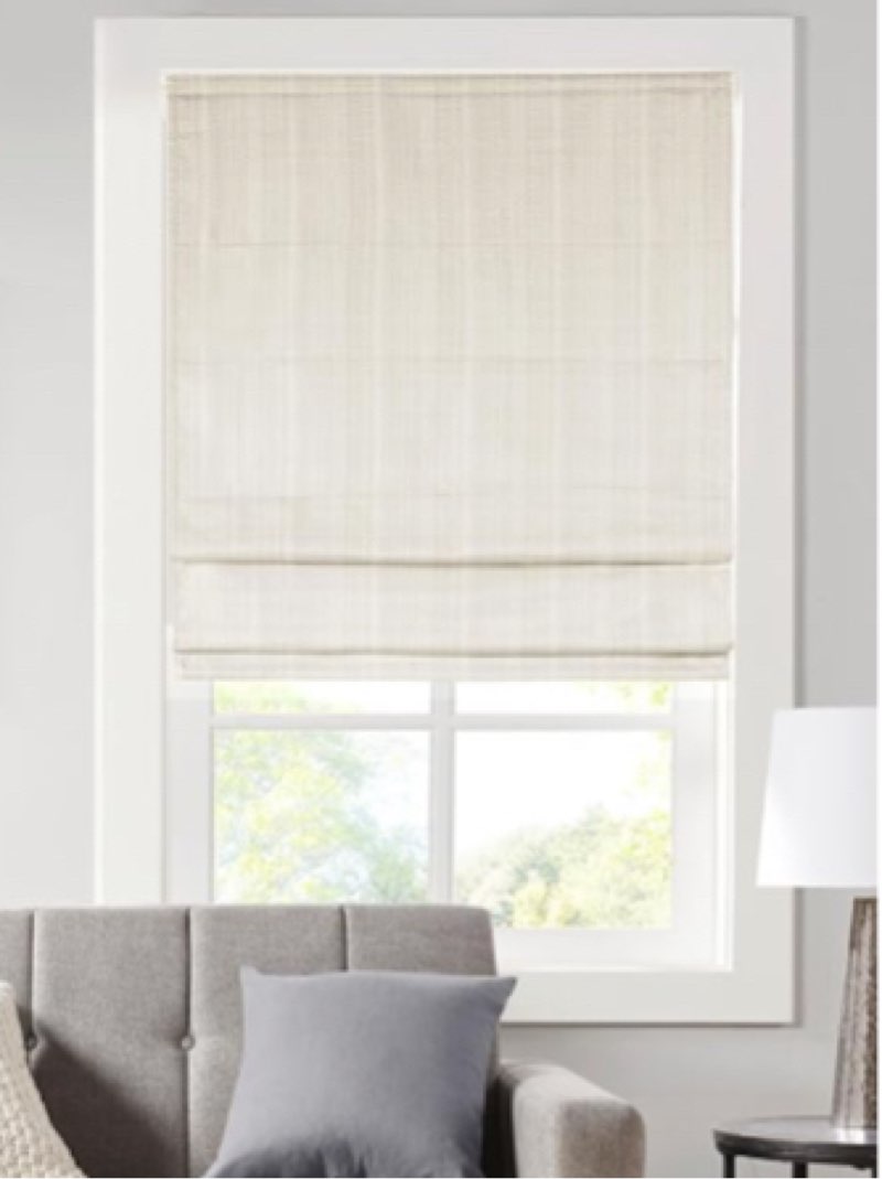 Madison Park Galen Cordless Fabric Privacy Single Panel Darkening, Energy Efficient Roman Shade, Window Curtain, 35"W x 64"H, Basketweave Ivory