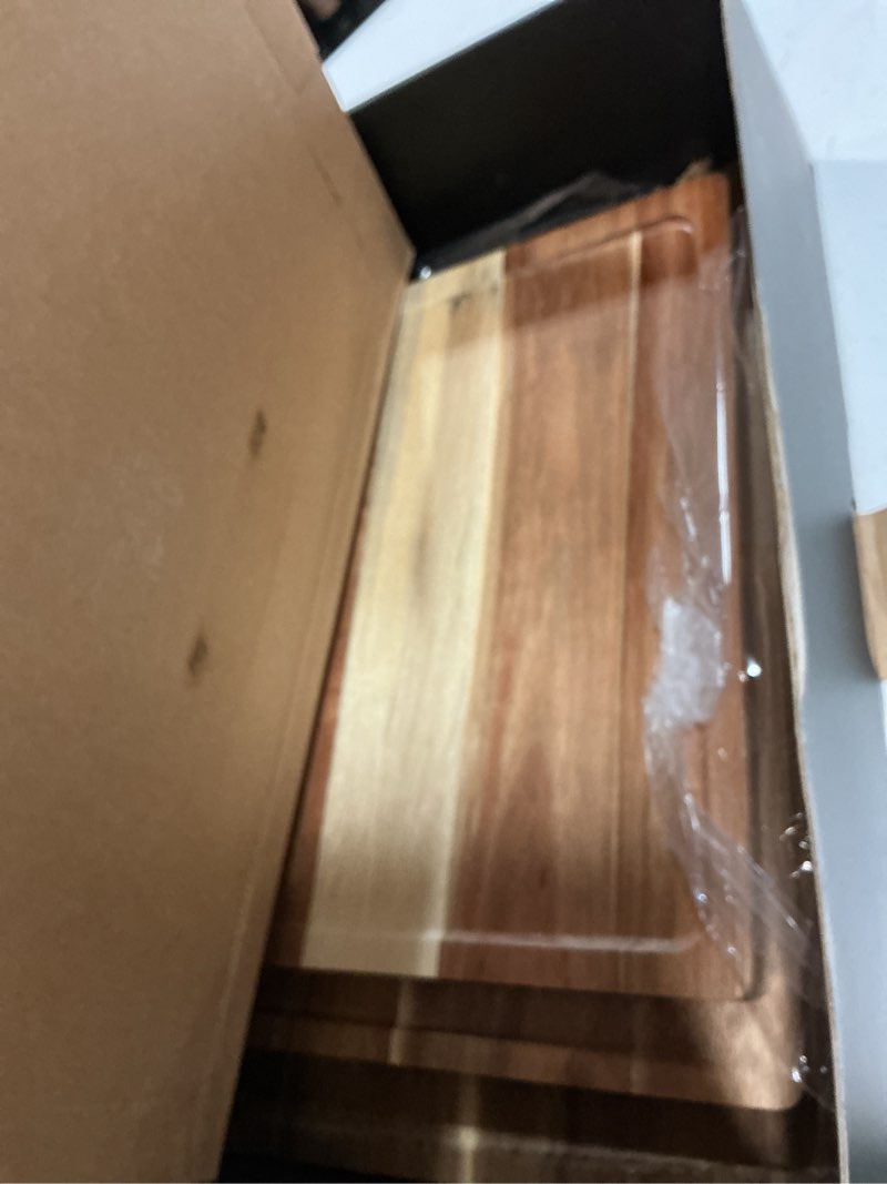 Condition photo showing Good Condition for smirly wood cutting boards for kitchen meal prep & serving, bamboo cutting board set, charcuterie chopping boards and wooden cutting boards for kitchen 3 pack with holder acacia wood