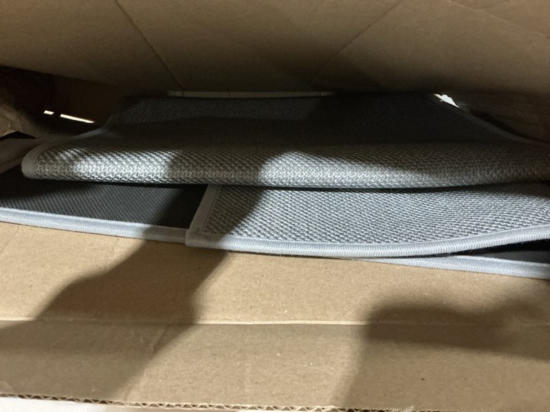 Condition photo showing As Is for Anti-Slip Corner Kitchen Rug, 1 Piece L-Shaped Floor Mats,Super Absorption Linen Corner Mat for Home,Kitchen (Grey Left-L, 31''X59''X18'') 2'7" x 4'11" (L-shaped) Grey Left-l