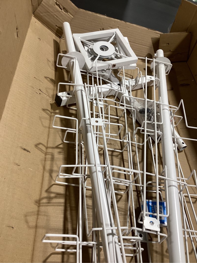 Condition photo showing Good Condition for Tongmo Greeting Card Rack: Enhance Your Display with a 24-Pocket Rotating Countertop Solution for Postcards, Brochures, and Greeting Cards (White, 65”H - 24 Pockets)