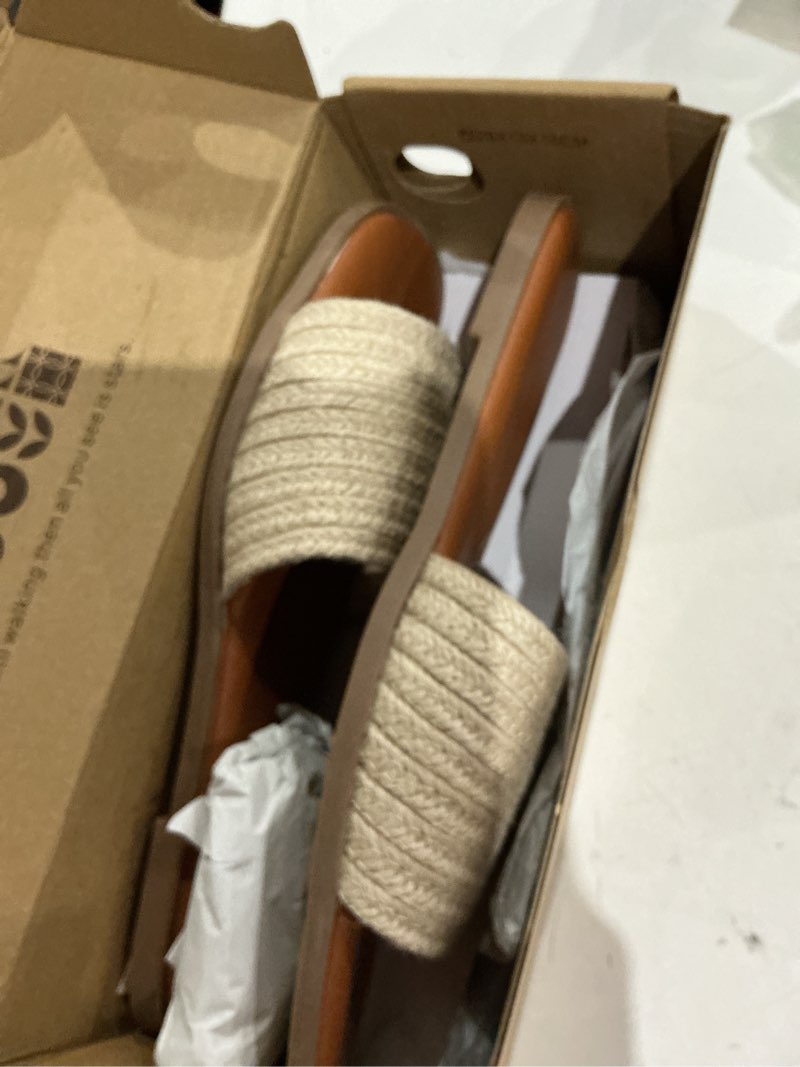 Condition photo showing Good Condition for tscoyuki slides sandals for women basic slip on flat sandals open toe comfort beach sandals slippers for casual dressy summer 7.5 natural raffia