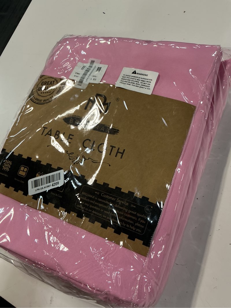Condition photo showing Good Condition for brillmax 8 pack pink round tablecloths 90 inch for 60” tables - 150 gsm polyester fabric, 15" standard drop, water, stain & wrinkle resistant cloth cover for wedding reception banquet dining party pink 90 in, 8 pack