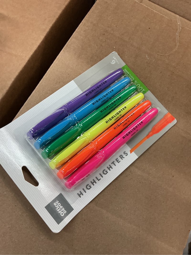 Condition photo showing Good Condition for office depot 100% recycled pen-style highlighters, assorted, pack of 6, hy1002-6ast