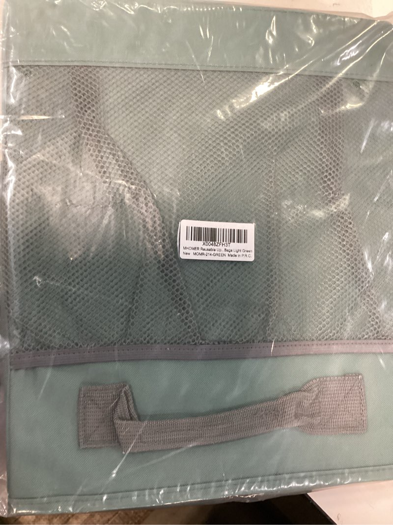 Condition photo showing New/Like New for mhomer reusable upright grocery bags extra waterproof large tote bag with carrying handles reinforced bottom and side durable oxford fabric foldable shopping bags light green