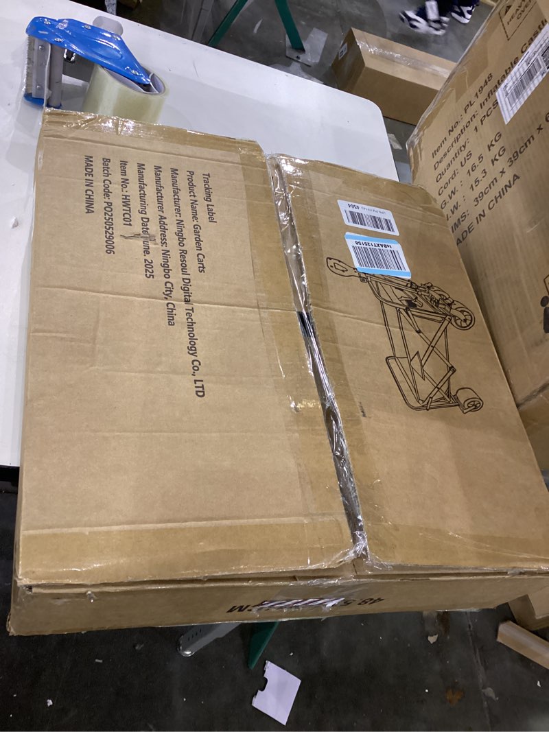 Condition photo showing As Is for Collapsible Wagon 220 lbs, Heavy Duty Wagon Carts Foldable, Portable Wagons for Groceries, Beach Cart with All-Terrain Wheels & Drink Holders, Utility Wagon for Shopping, Sports, Camping, Black