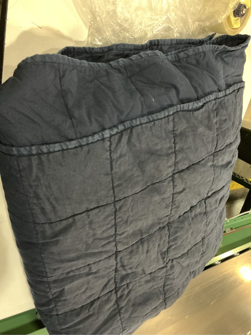 Condition photo showing Good Condition for ( size king/cal king ) european linen box quilt color navy