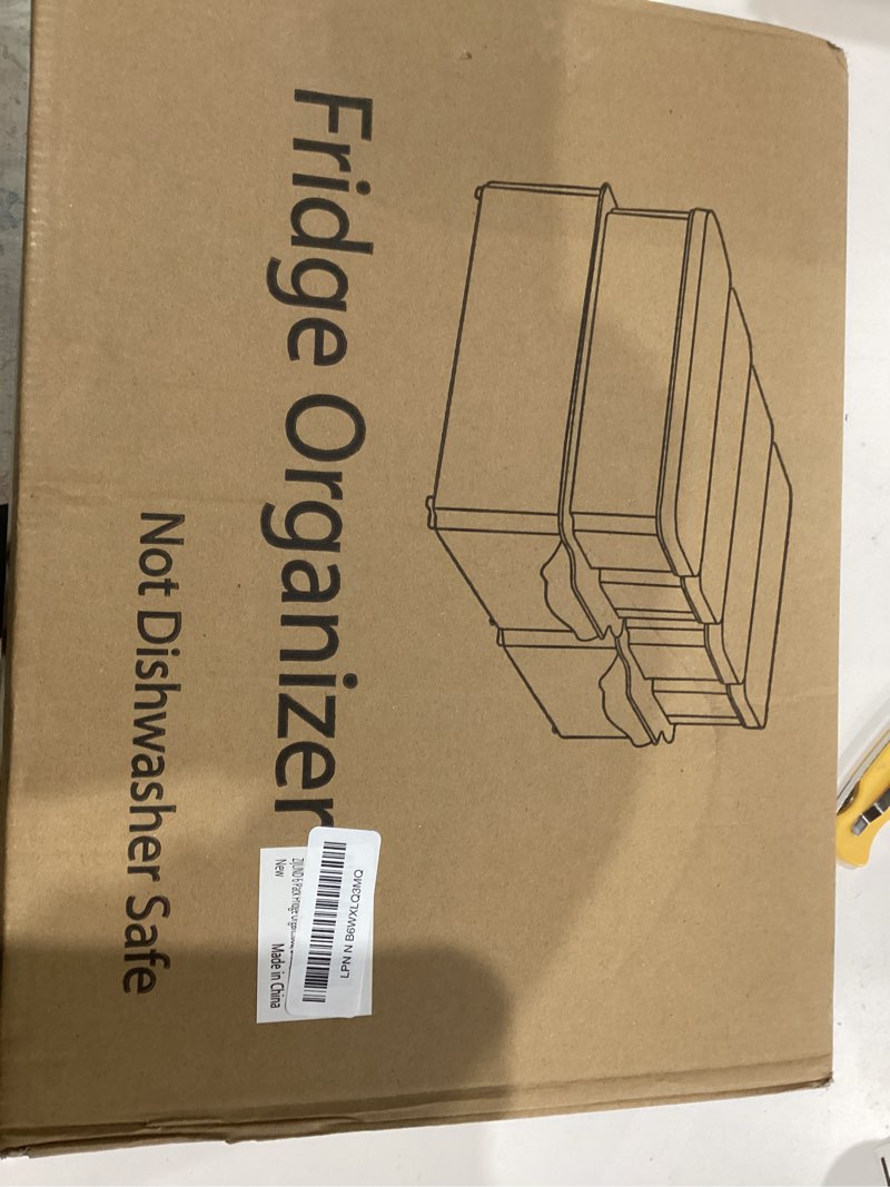 Condition photo showing New/Like New for 6 Pack Fridge Organizer, Stackable Refrigerator Organizer Bins with Lids, BPA-Free Fridge Organizers and Storage Containers for Fruit, Vegetable, Food, Drinks, Cereals, Clear