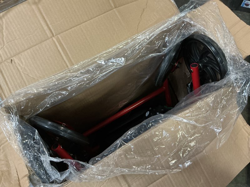 Condition photo showing As Is for Drive Medical 10257RD-1 4 Wheel Rollator Walker With Seat, Steel Rolling Walker, Height Adjustable, 7.5" Wheels, Removable Back Support, 300 Pound Weight Capacity, Red