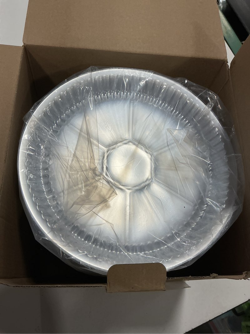 Condition photo showing New/Like New for 9" Aluminum Foil Pans with Clear Lids 50 Pack,Heavy Duty Disposable Containers for Roasting,Storing,Baking,Cooking,Recyclable 9" with Lid