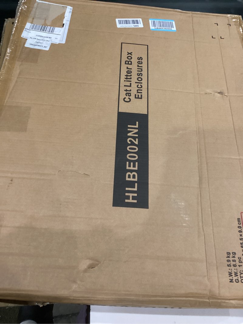 Condition photo showing New/Like New for Cat Litter Box Enclosure with Soft Litter Mat; Hidden Cat Washroom Furniture with Door; Handwoven Rattan Kitten House with Large Space; Pet Crate for Living Room, Bedroom, Balcony (Natural) 30.3'' L x 18.2'' W x 24.2'' H Natural