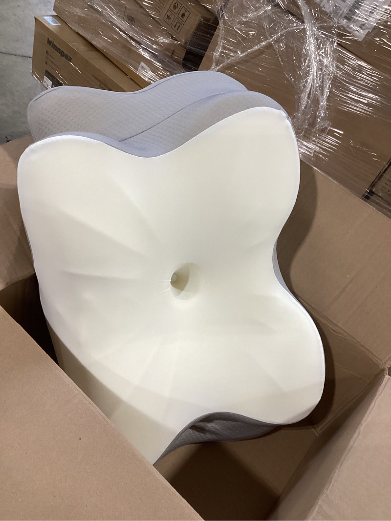 Condition photo showing As Is for cervical neck pillow, ergonomic memory foam pillows with breathable pillowcase, adjustable contour neck support pillow for all positions