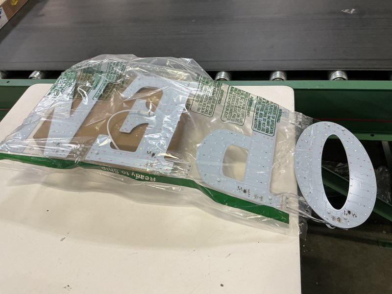 Condition photo showing Good Condition for open sign for business, 30"x10" jumbo open sign with timer and remote control, dynamic light modes led signs for storefront window bar salon cafes retail shops us flag white red blue 30" x 10"