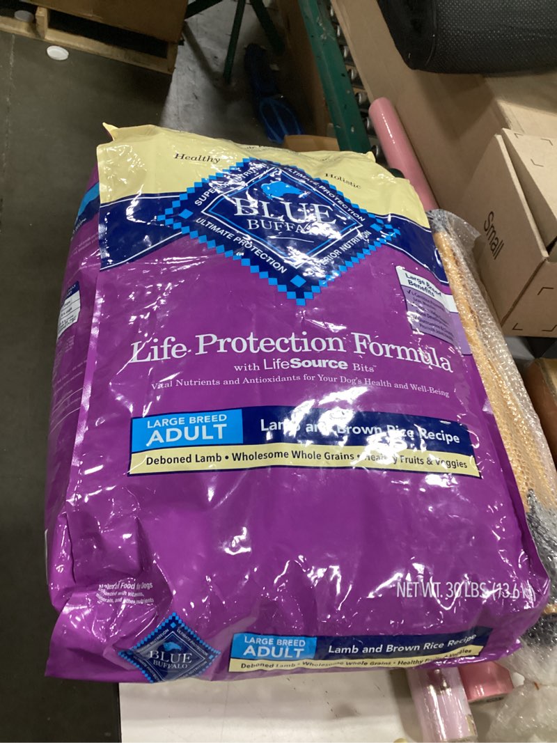 Condition photo showing New/Like New for ((BB:2026/JUN/12)JBlue Buffalo Life Protection Formula Large Breed Adult Dry Dog Food, Promotes Joint Health and Lean Muscles, Made with Natural Ingredients, Lamb & Brown Rice Recipe, 30-lb Bag Lamb & Brown Rice 30 Pound (Pack of 1)