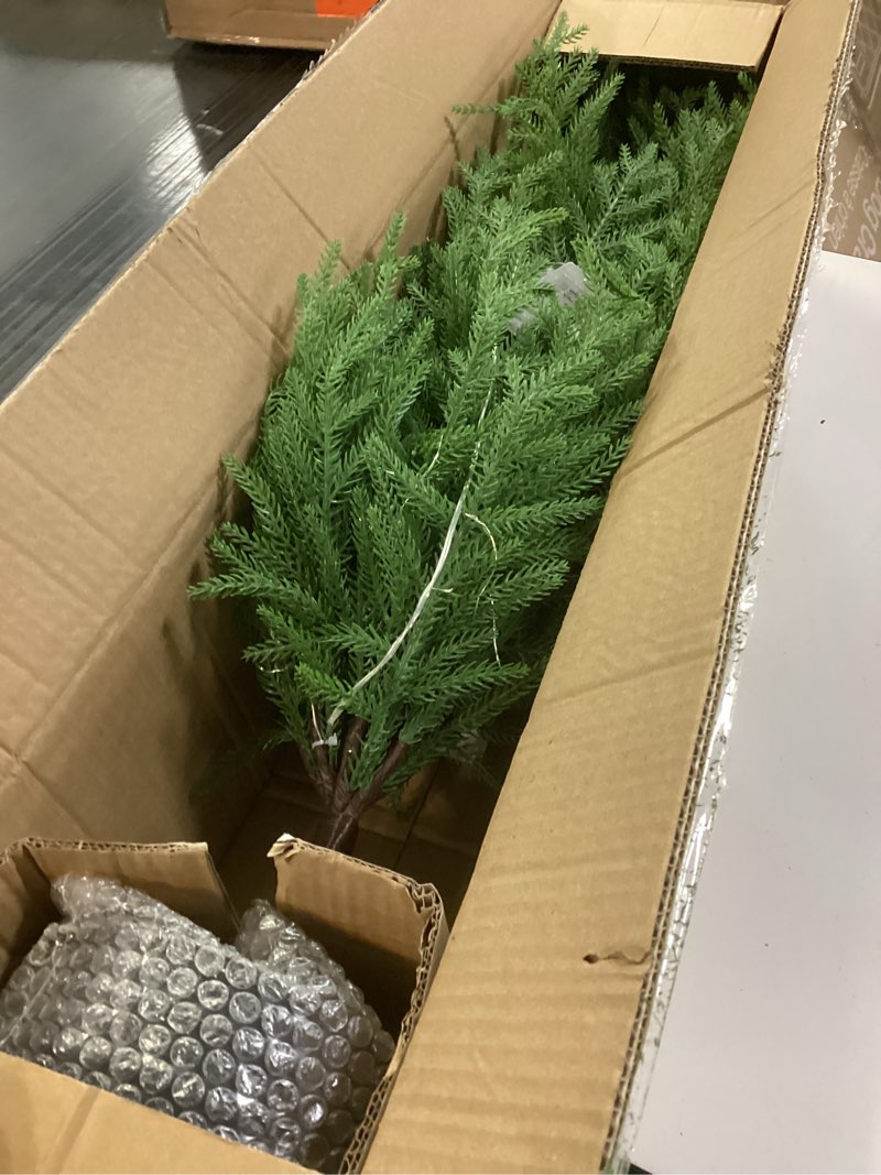 Condition photo showing Good Condition for 4FT Pre-Lit Artificial Norfolk Pine Christmas Tree – Realistic Potted Tree with 100 LED Lights & 8-Function Battery Box, Pre-Assembled Faux Holiday Décor for Indoor Use