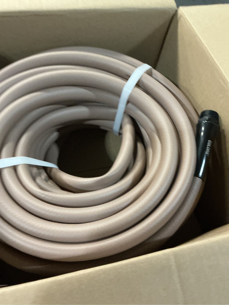 Condition photo showing Good Condition for flexzilla colors garden hose 5/8 in. x 50 ft., lightweight all-weather water hose, durable and flexible, leak-free connections, brown mulch standard grip 50ft brown mulch