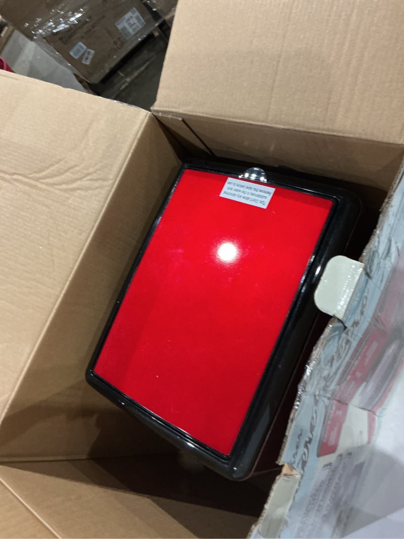 Condition photo showing As Is for nostalgia retro 12-cup programmable coffee maker with led display, automatic shut-off & keep warm, pause-and-serve function, red