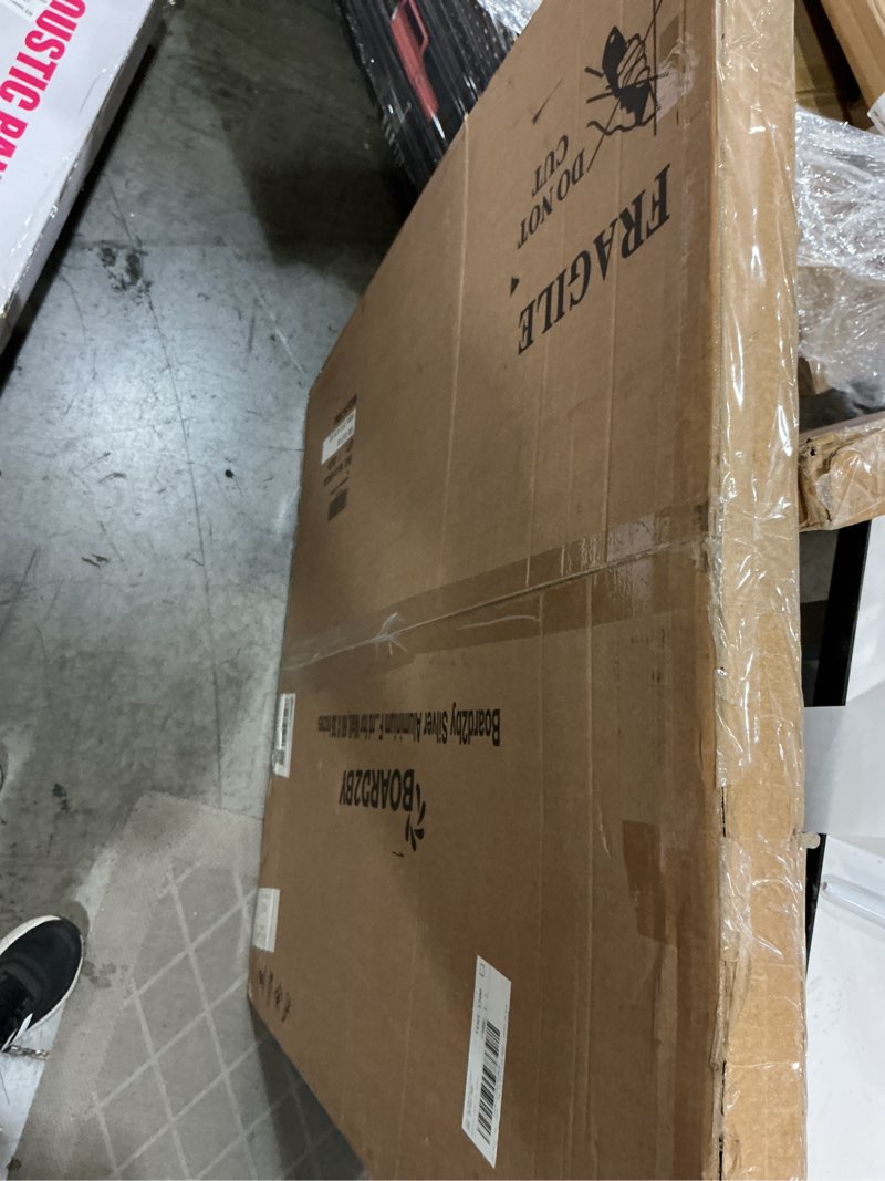 Condition photo showing Good Condition for extra large cork bulletin board 60" x 36", foldable notice pin board for wall, silver aluminum framed 5'x3' corkboard, wall mounted noticeboard with 36 push pins for school, home & office