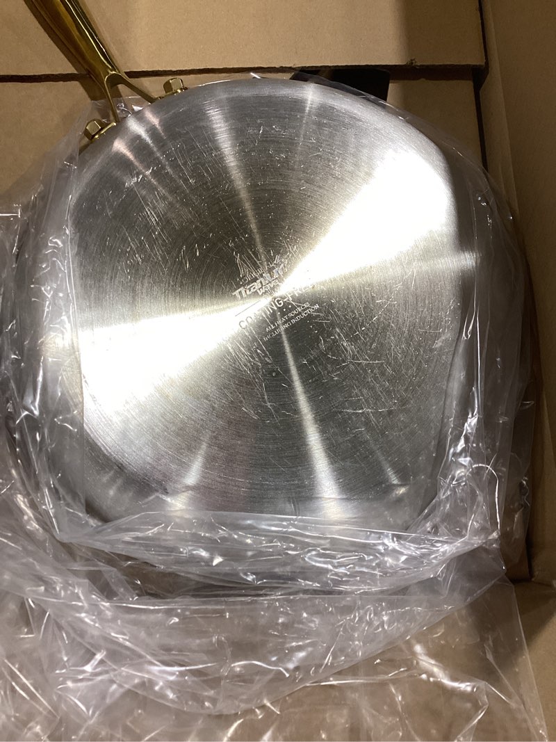 Condition photo showing As Is for titanium pans for cooking | 12 inch pure tagine titanium skillet with lid | hammered chef-grade desi