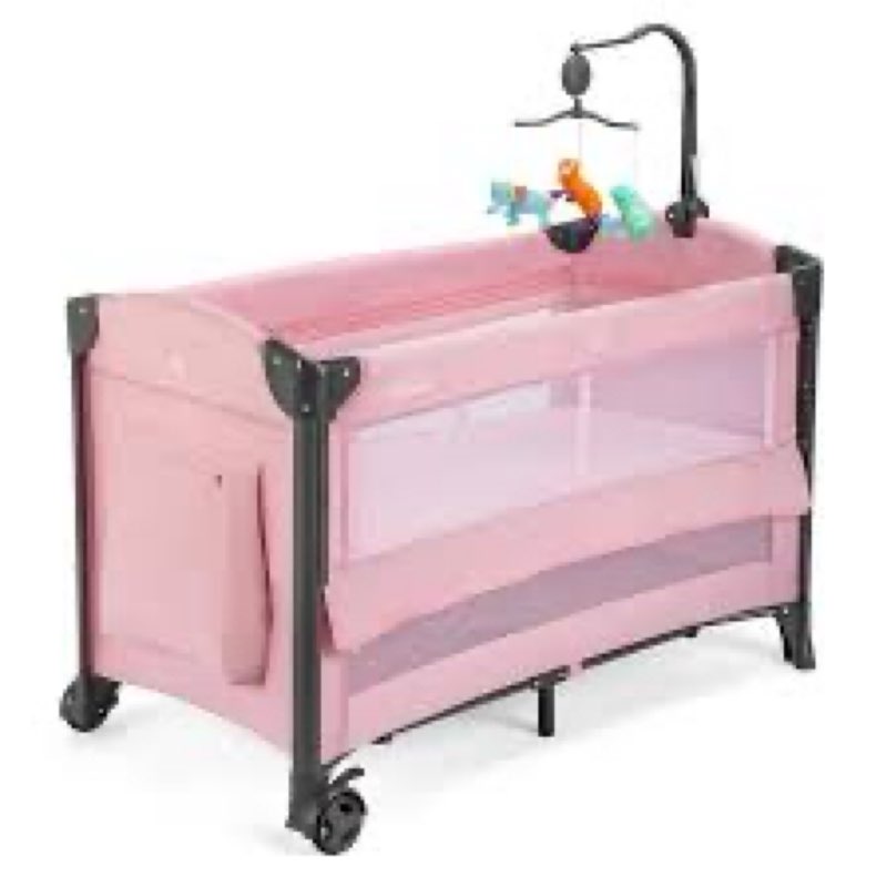 JOYMOR Baby Bedside Bassinet, Baby Bassinet, Pack n Play Convert Playpen, Quick Foldable Travel Bed,