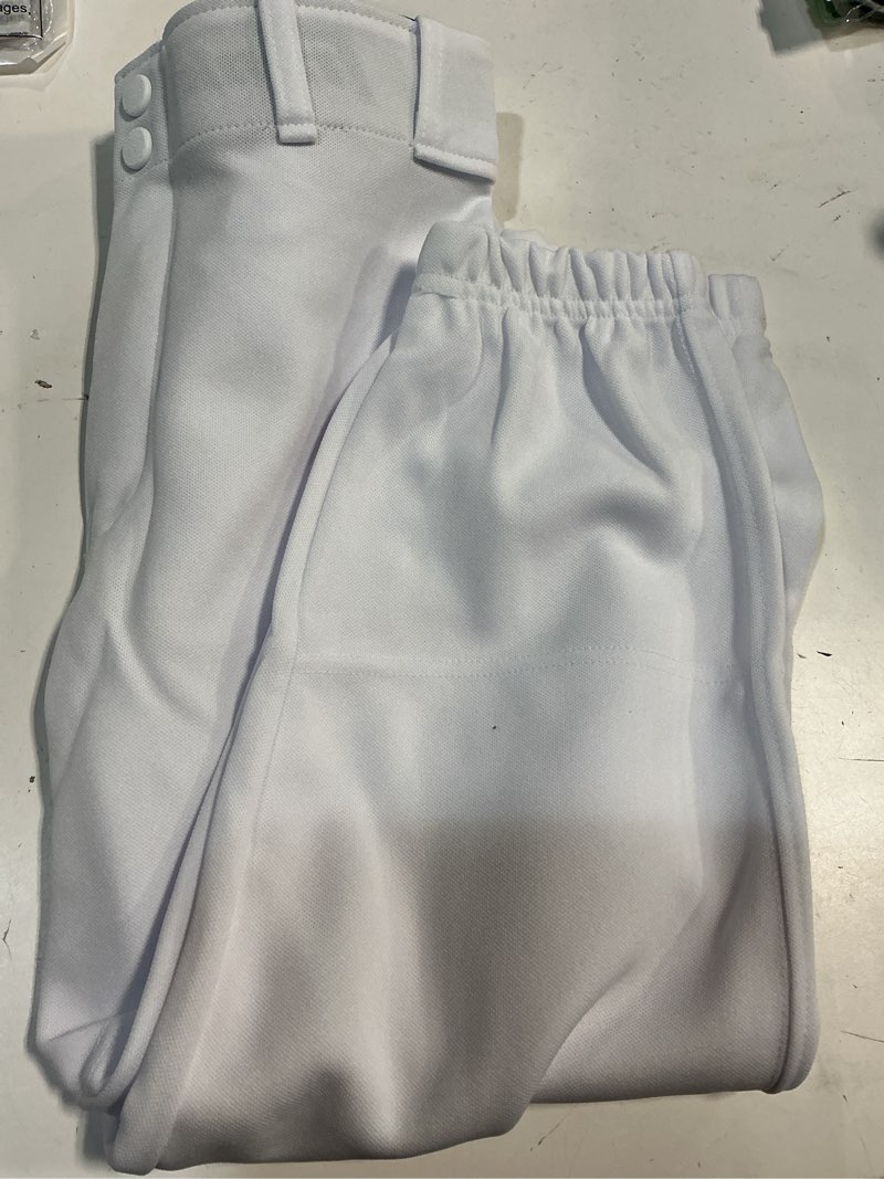 Condition photo showing Good Condition for Franklin Sports Youth Baseball + Softball Pants - Knee High + Relaxed Fit Kids Baseball Pants - White, Black + Grey Pants Knicker Fit Large White
