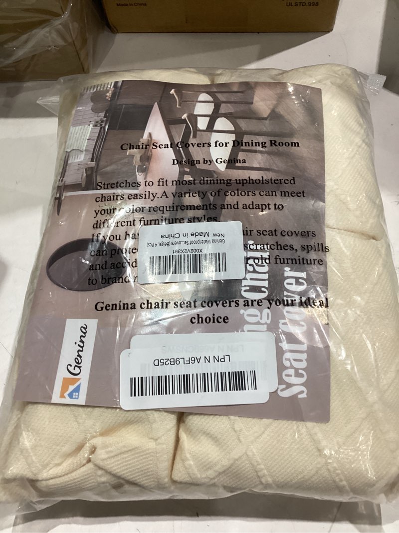 Condition photo showing Good Condition for Genina Waterproof Seat Covers for Dining Room Chairs Covers Dining Chair Cover Kitchen Chair Covers (Beige, 4 Pcs) Beige 4 Pcs-Standard