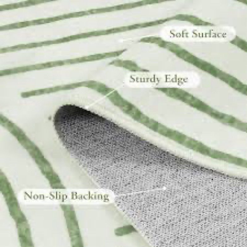 Lahome Abstract 6x9 Area Rugs, Soft Boho Rug for Living Room Bedroom, Ultra-Thin Non Slip Boho Green Washable Throw Carpet for Dining Room Office, Green