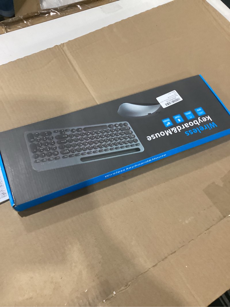 Condition photo showing New/Like New for Wireless Keyboard and Mouse Combo with Phone Tablet Holder, Rechargeable Dual-Mode (Bluetooth 5.0 and 3.0 +2.4G) Multi-Device Silent Mouse for Windows, iPad, Tablet, MacOS,iOS,Android (Silver White)