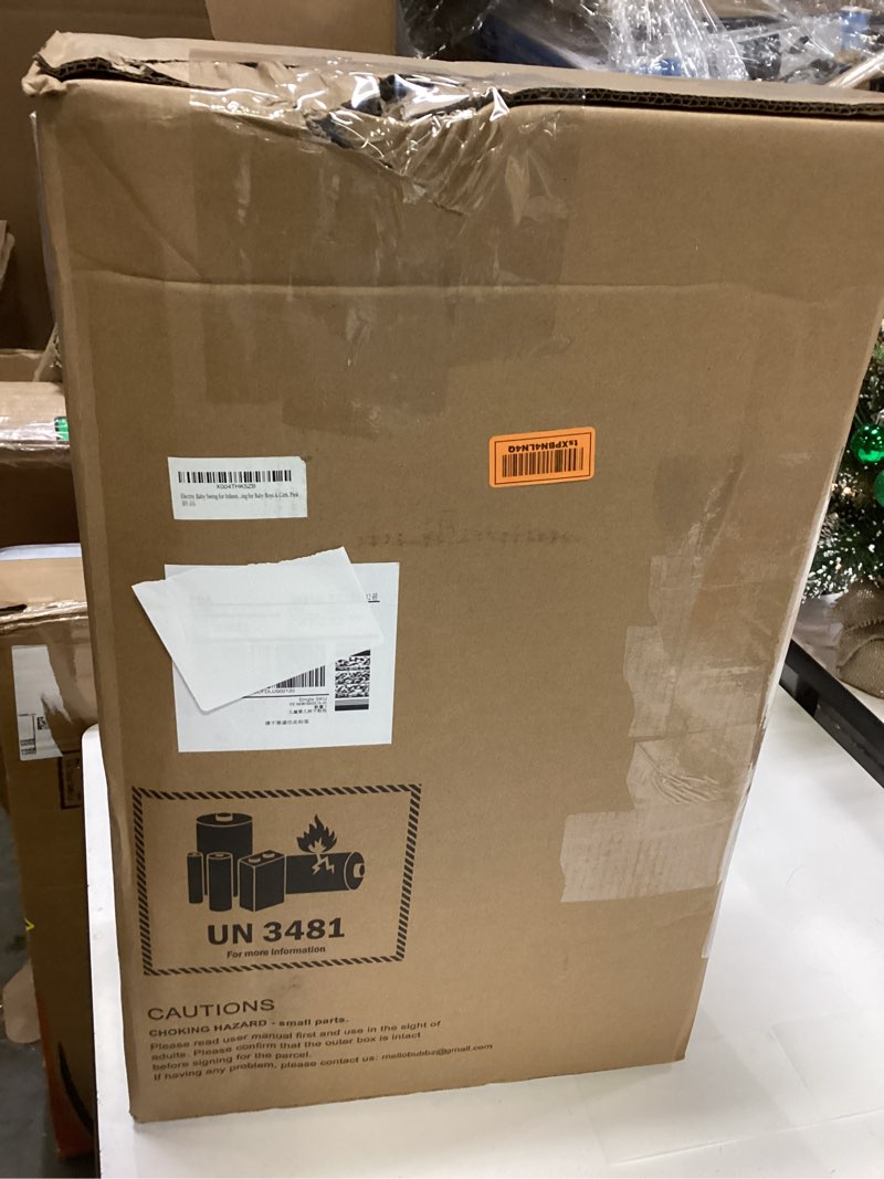 Condition photo showing New/Like New for Electric Baby Swing for Infants to Toddler, Portable Swing Rocker with 5 Point Harness, 5 Sway Speed, Bluetooth,12 Preset Lullabies with Remote Control, Infant Swing for Baby Boys & Girls, Grey Gray