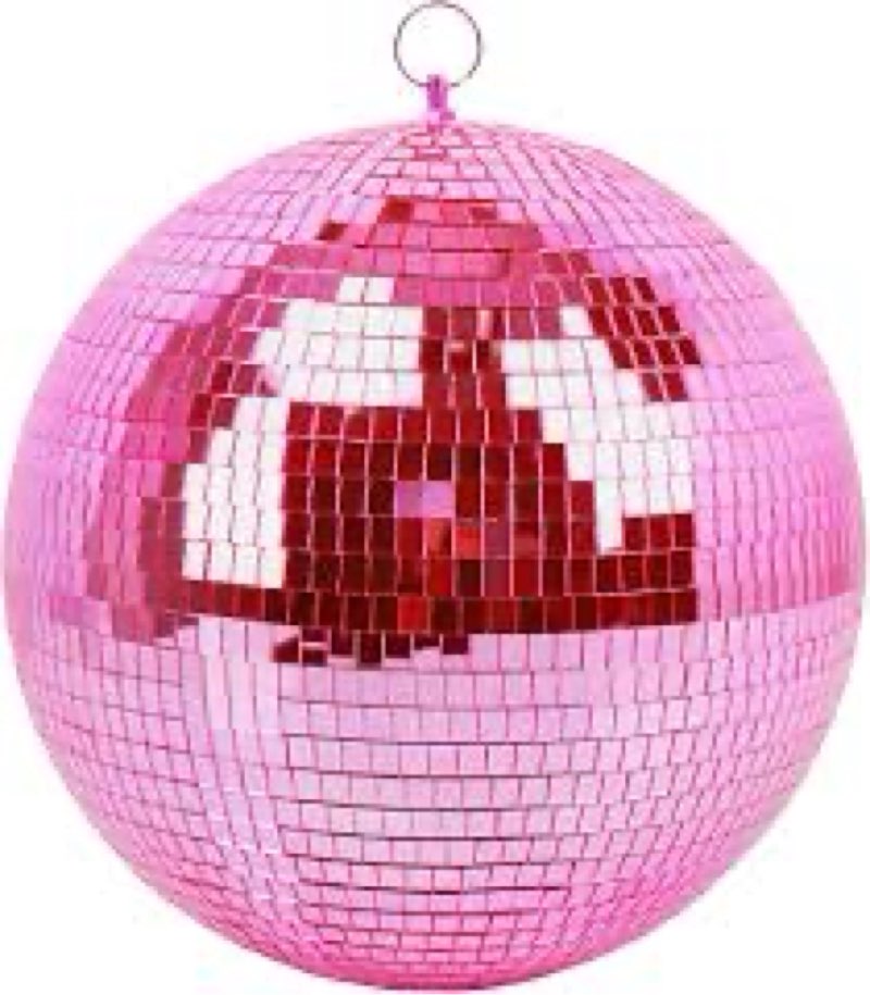 12" Mirror Disco Ball with Hanging Ring, 12 Inch Pink Disco Ball Decor with 20pcs Replacement Mirror